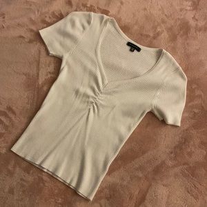 💗White deep neck tee